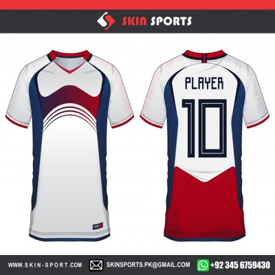 RED WHITE DOTS  SOCCER JERSEYS